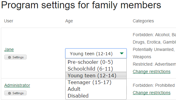 Select age