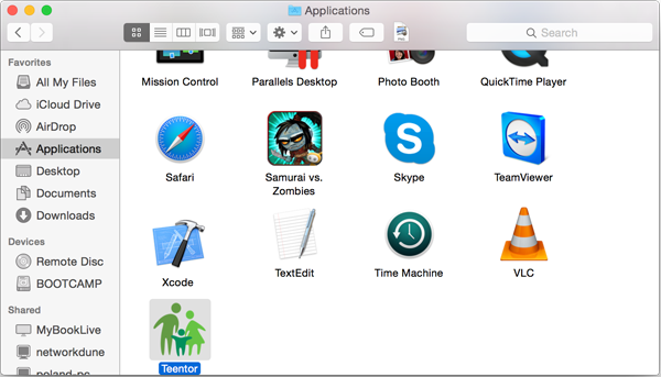 Удаление Teentor для Mac OS